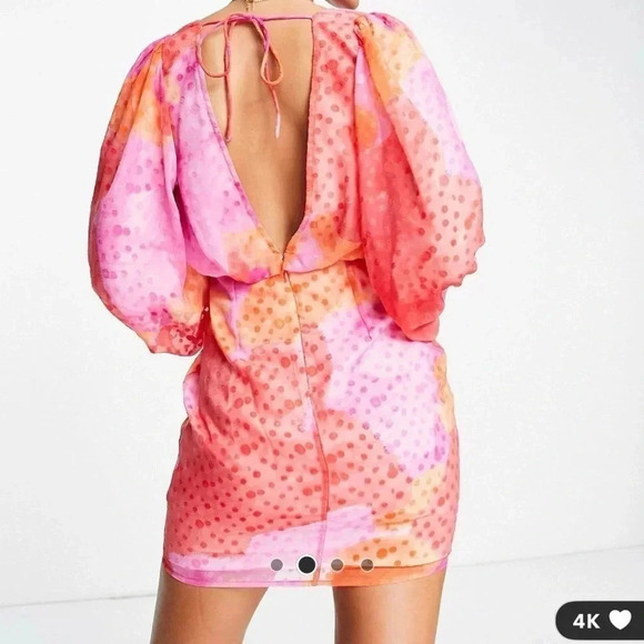 ASOS Printed Button Front Long Sleeve Dress Size 12 NWT - Picture 6 of 12